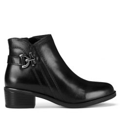 Botki Lasocki. Czarne botki damskie Lasocki, bez obcasa, na słupku, bez zapięcia. Za 259.99 zł.