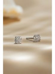 DIAMANTA Złote kolczyki-wkrętki "Puces carreaux" z diamentami rozmiar: onesize. Szare kolczyki damskie DIAMANTA, z diamentem, złote. Za 961.84 zł.