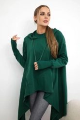Bluza rozkloszowana u dołu ciemno zielona. Zielone bluzy damskie KESI, l, bez wzorów, z bawełny, z kapturem. Za 238.37 zł.