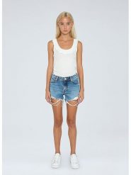 Pepe Jeans Szorty dżinsowe w kolorze niebieskim rozmiar: W30. Niebieskie szorty damskie Pepe Jeans, z aplikacjami, z jeansu. Za 162.11 zł.
