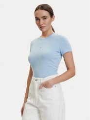 Tommy Jeans T-Shirt DW0DW18398 Niebieski jasny Slim Fit. Niebieskie t-shirty damskie Tommy Jeans, xs, bez wzorów, z bawełny, bez kołnierzyka. Za 149.99 zł.