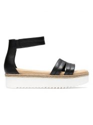 Clarks Skórzane sandały w kolorze czarnym rozmiar: 38. Czarne sandały damskie Clarks, bez wzorów, z otwartym noskiem, bez obcasa, na platformie, bez zapięcia. Za 169.45 zł.