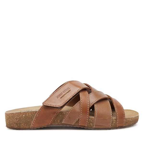 Klapki Josef Seibel. Brązowe klapki damskie Josef Seibel, bez wzorów, bez obcasa, bez zapięcia. Za 298.99 zł.