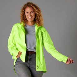 Kurtka Przeciwdeszczowa Na Rower Miejski 120 Ppe Damska. Żółte kurtki damskie B'TWIN, l, bez wzorów, z materiału, bez kaptura. Za 139.99 zł.