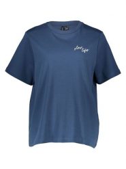 Vero Moda Koszulka w kolorze granatowym rozmiar: M. Niebieskie bluzki damskie Vero Moda, m, bez wzorów, z bawełny, bez kołnierzyka, bez ramiączek. Za 61.46 zł.