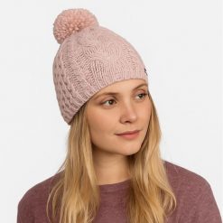 Czapka Eisbar Afra Pompon MÜ. Czerwone czapki damskie Eisbär, bez wzorów, z wełny. Za 179.90 zł.