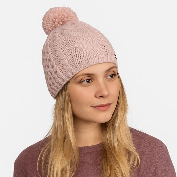 Czapka Eisbar Afra Pompon MÜ. Czerwone czapki damskie Eisbär, bez wzorów, z wełny. Za 179.90 zł.