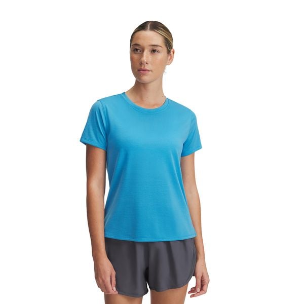 Koszulka do biegania damska Under Armour Launch. Niebieskie bluzki damskie Under Armour, s, bez wzorów, bez kołnierzyka, bez ramiączek. Za 89.99 zł.