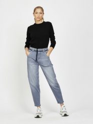 GANG JEANS Dżinsy - Tapered fit - w kolorze niebieskim rozmiar: W26. Niebieskie jeansy damskie GANG JEANS, z podwyższonym stanem. Za 339.95 zł.