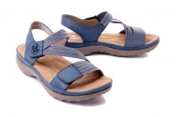 RIEKER 64870-14 blue, sandały damskie. Niebieskie sandały damskie Rieker, bez wzorów, z gumy, bez obcasa, bez zapięcia. Za 223.93 zł.