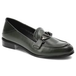 Zielone Półbuty Vinceza Damskie Eleganckie Obuwie. Zielone półbuty damskie VINCEZA, bez wzorów, ze skóry ekologicznej, bez obcasa, na obcasie, bez zapięcia. Za 119.00 zł.