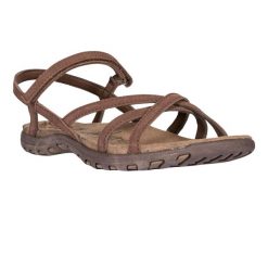 Sandały Damskie Kimbra. Brązowe sandały damskie Trespass, bez wzorów, bez obcasa, bez zapięcia. Za 226.99 zł.