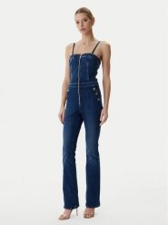 Guess Kombinezon W6RD0I D6883 Niebieski Regular Fit. Niebieskie sukienki damskie Guess, z aplikacjami, z bawełny, bez ramiączek. Za 799.99 zł.
