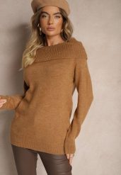 Brązowy Sweter z Dekoltem Opuszczonym na Ramiona Parila. Brązowe swetry klasyczne damskie Renee, s, bez kołnierzyka. Za 99.99 zł.