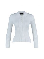 Trendyol Koszulka polo w kolorze białym rozmiar: S. Białe bluzki damskie Trendyol, s, bez wzorów, prążkowane, bez kołnierzyka, bez ramiączek. Za 69.95 zł.