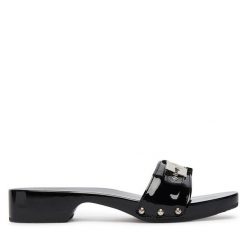 Klapki Scholl. Czarne klapki damskie Scholl, bez wzorów, bez obcasa, bez zapięcia. Za 759.99 zł.