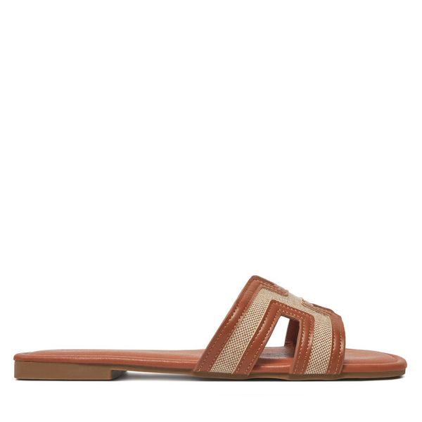 Klapki DeeZee. Brązowe klapki damskie DeeZee, bez wzorów, bez obcasa, bez zapięcia. Za 89.99 zł.