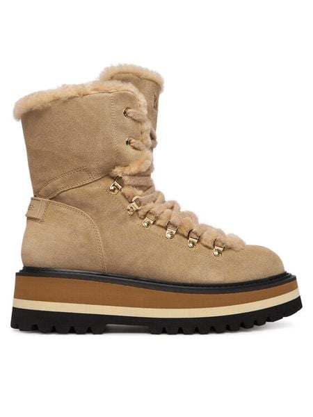 Bogner Trzewiki Saas Fee 1 B 22544163 Beżowy. Brązowe botki damskie Bogner, ze skóry, bez obcasa, na płaskiej podeszwie, bez zapięcia. Za 2,299.00 zł.