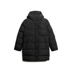 Damska kurtka puchowa Superdry Sports. Czarne kurtki damskie Superdry, bez wzorów, z puchu, bez kaptura. Za 718.25 zł.