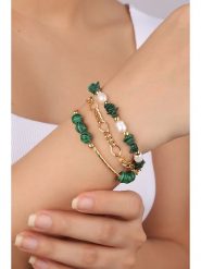 Pierres delicates Pozłacana bransoletka z malachitami rozmiar: onesize. Zielone bransoletki damskie Pierres delicates, pozłacane. Za 113.90 zł.