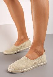 Jasnobeżowe Płaskie Espadryle na Plecionej Podeszwie Dimzarra. Brązowe espadryle damskie Born2be, bez wzorów, bez obcasa, na płaskiej podeszwie. Za 79.99 zł.