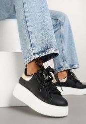 Czarne Sneakersy z Cyrkoniami Vivioriana. Czarne obuwie sportowe damskie Renee, z jeansu, bez zapięcia. Za 74.99 zł.