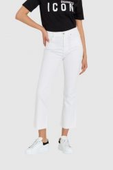 7 FOR ALL MANKIND Białe jeansy damskie z poszerzoną surowo zakończoną nogawką HW Slim Kick. Białe jeansy damskie 7 for all mankind. W wyprzedaży za 469.99 zł.