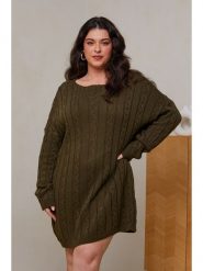 Curvy Lady Sukienka dzianinowa w kolorze khaki rozmiar: 48/50. Brązowe sukienki damskie Curvy Lady, bez wzorów, z dzianiny, klasyczne, bez ramiączek. Za 137.10 zł.