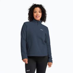 Bluza polarowa damska Jack Wolfskin Taunus 100 Half Zip. Niebieskie bluzy damskie Jack Wolfskin, xs, bez wzorów, z materiału, bez kaptura. Za 209.99 zł.
