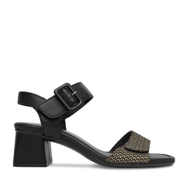 Sandały Remonte. Czarne sandały damskie Remonte, bez wzorów, bez obcasa, na słupku, bez zapięcia. Za 369.99 zł.