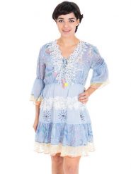 Isla Bonita by SIGRIS Sukienka w kolorze błękitnym rozmiar: XL. Niebieskie sukienki damskie Isla Bonita by SIGRIS, bez wzorów, z bawełny, bez ramiączek. Za 225.57 zł.
