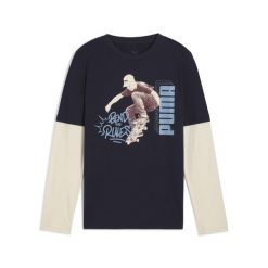 Młodzieżowa warstwowa koszulka MID90s z długim rękawem PUMA New Navy Blue. Niebieskia bluzki damskie Puma, m, bez wzorów, młodzieżowe, bez kołnierzyka, bez ramiączek. Za 129.00 zł.