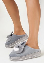 Szare Kapcie na Grubej Podeszwie z Króliczkiem Puppis. Szare kapcie damskie Born2be. Za 29.99 zł.