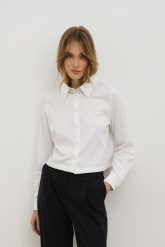 KOSZULA PARIS BIAŁA XS - Flawless. Białe koszule damskie Flawless, xs, bez wzorów, z bawełny, eleganckie, bez kołnierzyka, bez ramiączek. Za 299.00 zł.