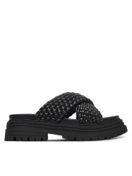 Buffalo Klapki 1602319 Czarny. Czarne klapki damskie Buffalo, bez wzorów, ze skóry, bez obcasa, bez zapięcia. Za 329.99 zł.