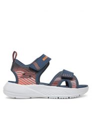 Skechers Sandały Microspec-Splash- 407034L/NVOR Granatowy. Niebieskie sandały chłopięce Skechers, ze skóry, bez zapięcia. Za 119.99 zł.