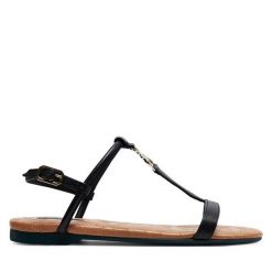 Sandały Patrizia Pepe. Czarne sandały damskie Patrizia Pepe, bez wzorów, bez obcasa, na płaskiej podeszwie, bez zapięcia. Za 669.99 zł.