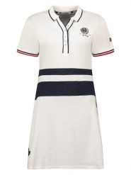 Geographical Norway Sukienka polo "Kyliane" w kolorze biało-granatowym rozmiar: L. Białe sukienki damskie Geographical Norway, bez wzorów, bez ramiączek. Za 83.62 zł.