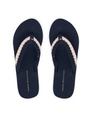 Tommy Hilfiger Japonki Th Wedge Crochet Summer Sandal FW0FW09420 Granatowy. Niebieskie klapki damskie Tommy Hilfiger, bez wzorów, z materiału, bez obcasa, bez zapięcia. Za 229.99 zł.
