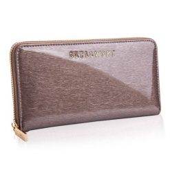 Portfel skórzany BETLEWSKI ZBPD-BS-5297 SZARY. Szare portfele damskie Betlewski, bez wzorów, z lakierowanej skóry. Za 139.99 zł.
