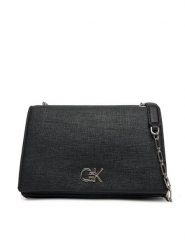 Calvin Klein Torebka Ck Medium Conv Chain Bag_Tex K60K613177 Czarny. Czarne torebki wieczorowe damskie Calvin Klein, bez wzorów, ze skóry, bez dodatków. Za 349.99 zł.