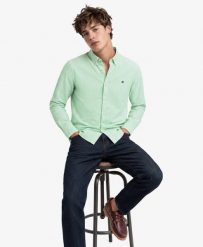 Superdry Koszula Preppy Oxford z długim rękawem - Organic Cotton, Miętowy pasek. Zielone koszule damskie Superdry, xl, bez wzorów, z bawełny, eleganckie, bez kołnierzyka, bez ramiączek. Za 281.95 zł.
