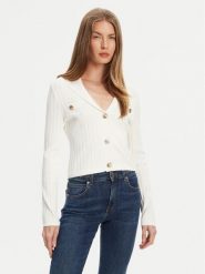 Guess Kardigan W5YR11 Z0130 Biały Regular Fit. Białe kardigany damskie Guess, xl, z aplikacjami, z wiskozy. Za 339.99 zł.