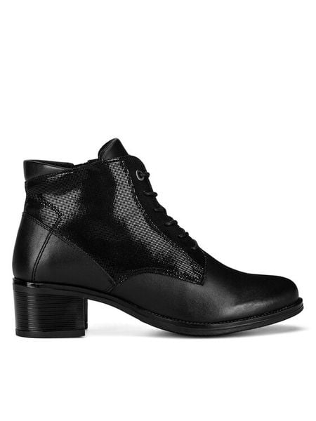 Lasocki Trzewiki EST-BLANKA-04 Czarny. Czarne botki damskie Lasocki, ze skóry, bez obcasa, na słupku, bez zapięcia. Za 259.99 zł.