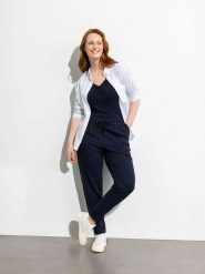 Les Lunes Spodnie "Amyy" w kolorze granatowym rozmiar: S. Niebieskie spodnie materiałowe damskie Les Lunes, bez wzorów, z materiału. Za 173.99 zł.