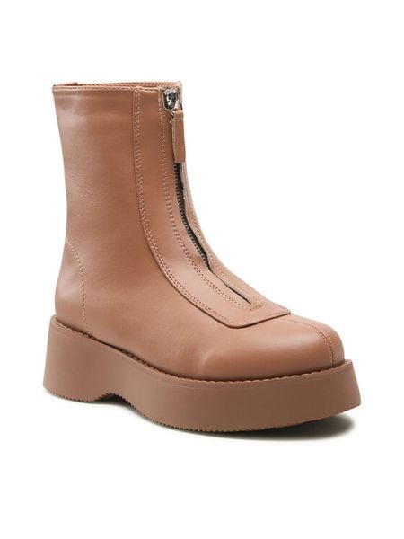 Jenny Fairy Botki HZ030201-01 Brązowy. Brązowe botki damskie Jenny Fairy, ze skóry, bez obcasa, na płaskiej podeszwie, bez zapięcia. Za 119.97 zł.