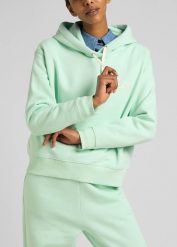 LEE ESSENTIAL HOODIE DAMSKA BLUZA LOGO SEAGLASS L53PLJ40 112320679. Bluzy damskie Lee, l, bez wzorów, z kapturem. Za 199.99 zł.