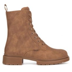Botki MEXX. Brązowe botki damskie Mexx, bez obcasa, na płaskiej podeszwie, bez zapięcia. Za 299.99 zł.