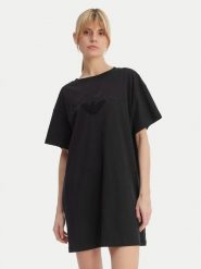 Emporio Armani Sukienka codzienna EW004078 AF20244 UC001 Czarny Regular Fit. Czarne sukienki damskie Emporio Armani, bez wzorów, z bawełny, bez ramiączek. Za 469.99 zł.