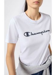 Champion Koszulka w kolorze białym rozmiar: XL. Białe bluzki damskie Champion, xl, bez wzorów, z bawełny, bez kołnierzyka, bez ramiączek. Za 74.28 zł.